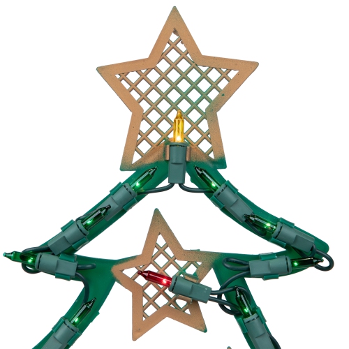 17.75" Lighted Christmas Tree with Stars Window Silhouette