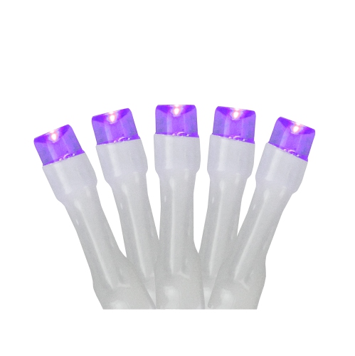 20 Battery Operated Purple LED Wide Angle Christmas Lights - 9.5 ft White Wire