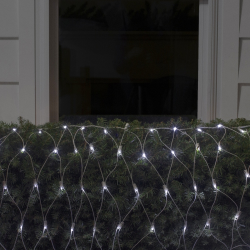 2' x 8' Pure White LED Wide Angle Net Style Column Wrap Christmas Lights, White Wire