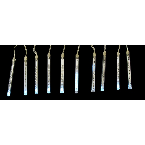 Set of 10 White Transparent Dripping Icicle Snowfall Christmas Light Tubes - 14.25 ft Clear Wire