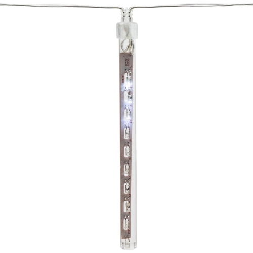 Set of 10 White Transparent Dripping Icicle Snowfall Christmas Light Tubes - 14.25 ft Clear Wire