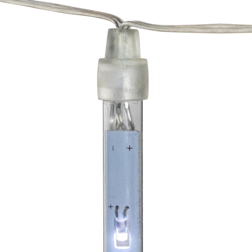 Set of 10 White Transparent Dripping Icicle Snowfall Christmas Light Tubes - 14.25 ft Clear Wire