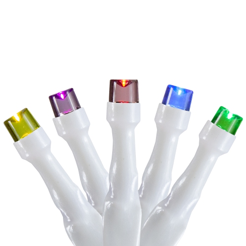 10 B/O Multi LED Wide Angle Christmas Lights - 3 ft White Wire