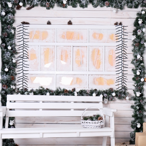 Lumières de Noël à DEL noires en grappes, 8 fonctions, câble vert de 41.5 pi