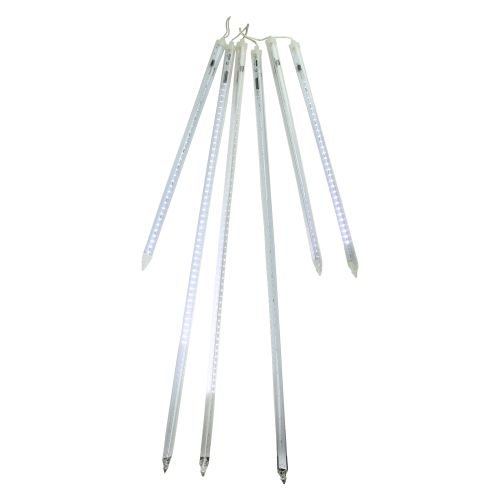 NORTHLIGHT  6 Led Dripping Icicle Snowfall Christmas Light Tubes - 21 Ft Clear Wire In White