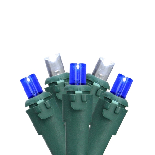 NORTHLIGHT  50 Blue And White Led Wide Angle Mini Christmas Lights - 16.25 Ft Wire In Green