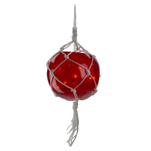 11.5" Lighted Roped Red Ball Outdoor Christmas Decoration - Clear Lights