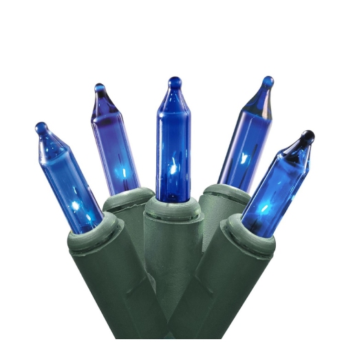 NORTHLIGHT  4' X 6' Blue Mini Incandescent Net Style Christmas Lights - Wire In Green