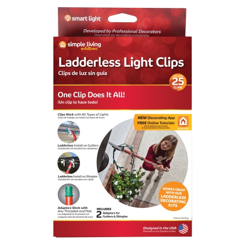 Set of 25 Ladderless Gutter and Shingle Christmas Light Clips - 3.75"