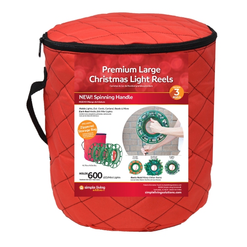 3 Reel Red Christmas Light Set Quilted Storage Bag