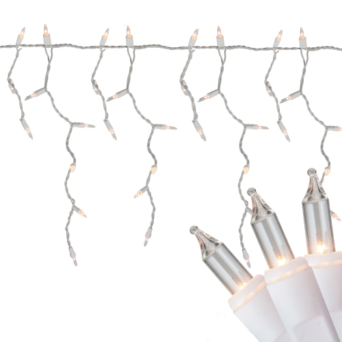 NORTHLIGHT  300 Count Clear Mini Icicle Christmas Lights - Wire In White