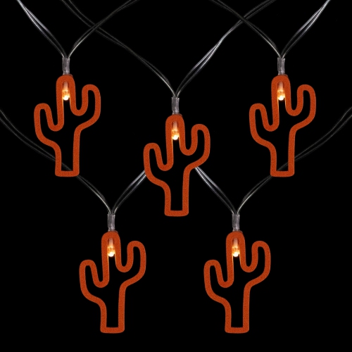 10-Count LED Orange Cactus Fairy Lights - Warm White