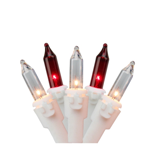 NORTHLIGHT  50 And Clear Mini Icicle Christmas Lights - 2.5 Ft White Wire In Red