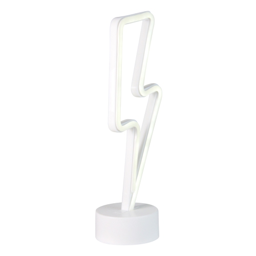 11.5" White Battery Operated Neon Style LED Lightening Bolt Table Light