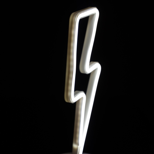11.5" White Battery Operated Neon Style LED Lightening Bolt Table Light