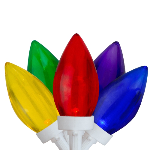 25 lumières de Noël multicolores à DEL C9, fil blanc, 16 pi