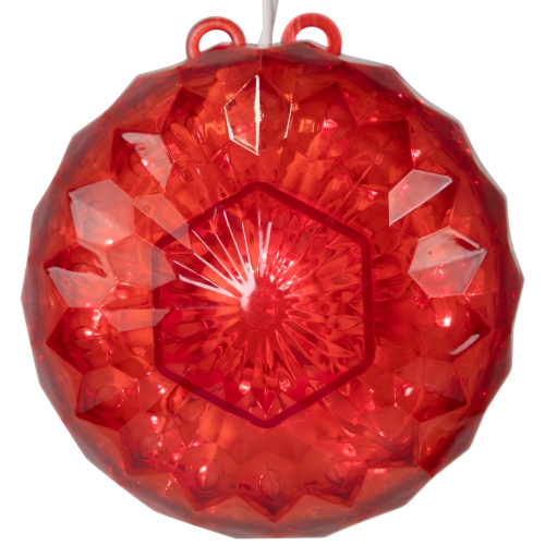 6" LED Lighted Red Crystal Sphere Outdoor Christmas Decoration