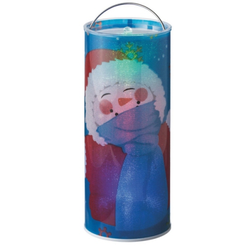 12" BlueTransparent Jovial Snowman Santa LED Color Changing Lighted Hanging Christmas Lantern