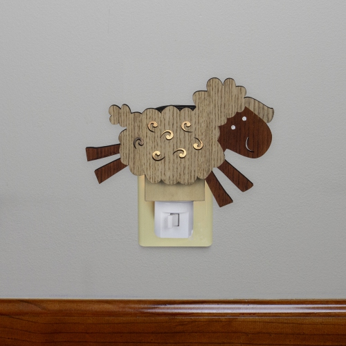 6" Wooden LED Leaping Sheep Night Light