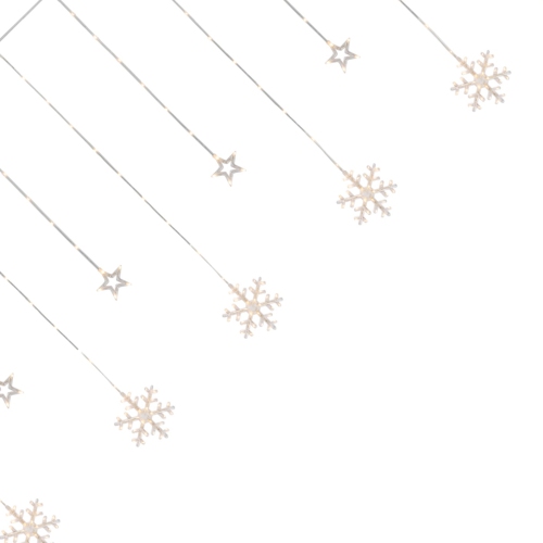 250 Clear LED Star and Snowflake Window Curtain Christmas Lights - 15.75ft Clear Wire
