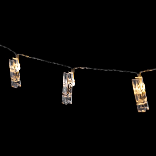 15-Count Clothes Pin Photo Holding LED Patio String Lights - Warm White