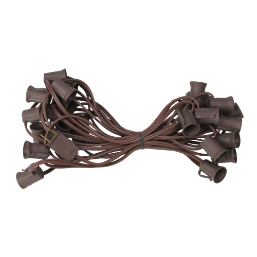 NORTHLIGHT  25' Commercial C9 Christmas Light Socket Set - 12" Spacing 18 Gauge Wire In Brown 