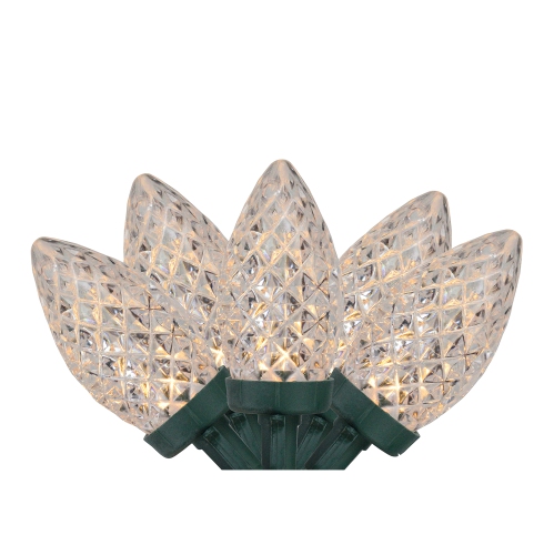 NORTHLIGHT  100 Warm White Led Faceted C9 Christmas Lights - 66 Ft Wire In Green Color is great when lit
