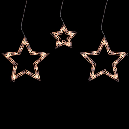 6 Clear Star Shaped Icicle Christmas Lights - 9 ft White Wire