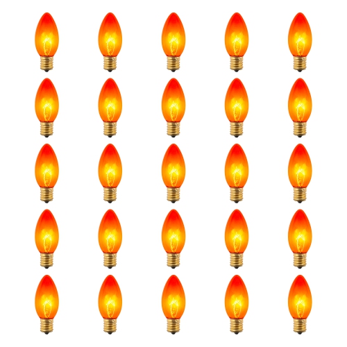 Pack of 25 Incandescent C9 Orange Christmas Replacement Bulbs
