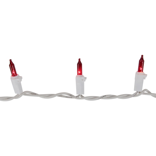 50-Count Red Mini String Christmas Light Set, 10ft White Wire