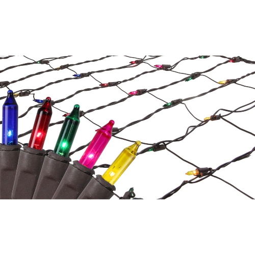 NORTHLIGHT  2' X 8' Multi-Color Mini Net Style Christmas Lights - Wire In Brown