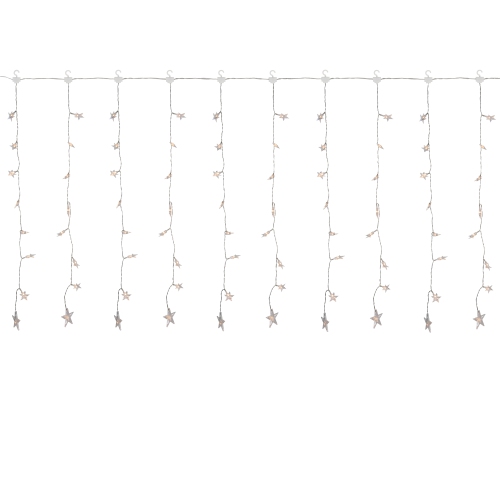 NORTHLIGHT  120 Led Warm Curtain Christmas Lights - 7.5' Clear Wire In White