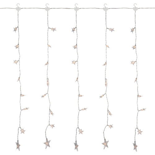 120 LED Warm White Curtain Christmas Lights - 7.5' Clear Wire