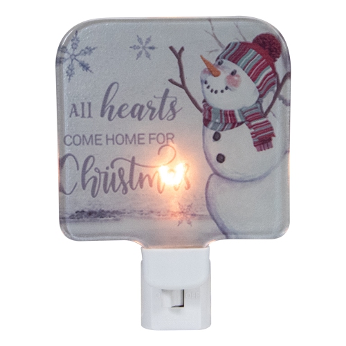 4" White All Hearts Come Home for Christmas Glass Night Light