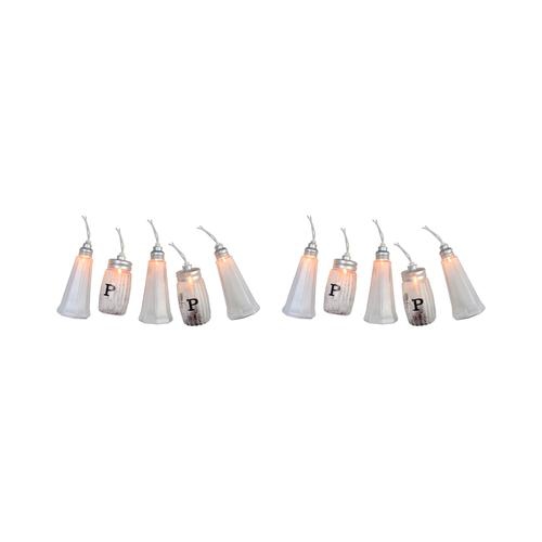Set of 10 Salt and Pepper Shaker Summer Garden Patio Christmas Lights - 7.5 ft White Wire