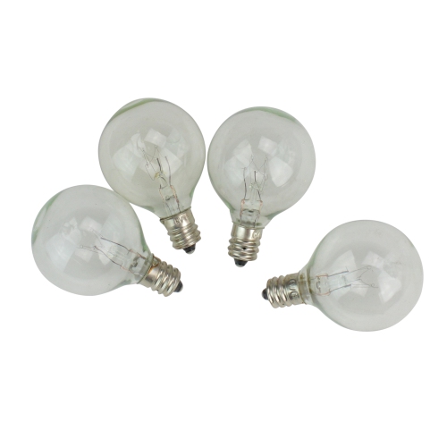 NORTHLIGHT  Pack Of 4 Transparent Clear G40 Globe Christmas Replacement Light Bulbs
