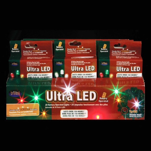 24 LED Battery Operated Micro Christmas Light Sets - Multi-Colored & White Bulbs