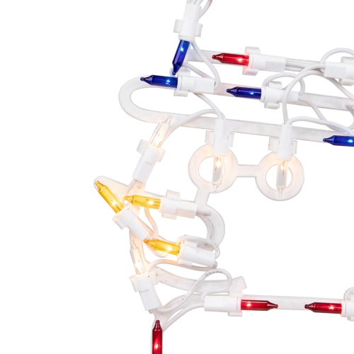 18" Red and Blue Lighted Snowman Christmas Window Silhouette Decoration