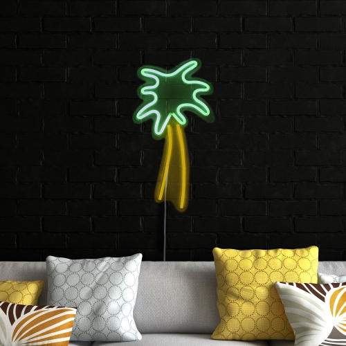 19" Green and Yellow Palm Tree LED Neon Style Wall Sign