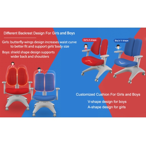 Best4kids Ergonomic Kids Child's Desk Task Chairs Adjustable Height-Red chair with pink washable chair cover