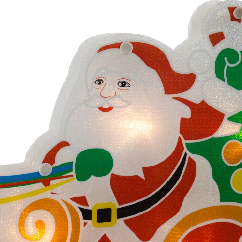 23" Lighted Santa and Reindeer Christmas Window Silhouette