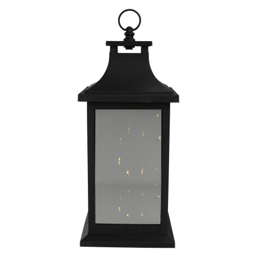 12" Black LED Lighted Battery Operated Lantern with Flickering Light
