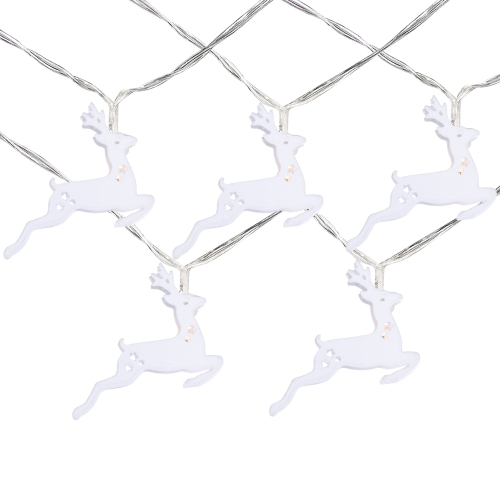 NORTHLIGHT  10 B/o Led Warm Reindeer Christmas Lights - 3' Clear Wire In White