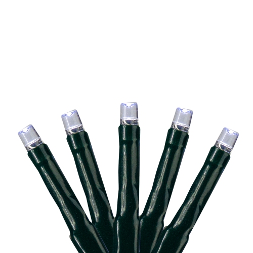 200 Pure White Multi-Function LED M5 Mini Christmas Lights - 20.5 ft Green Wire