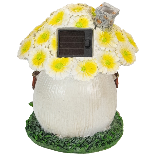 7.25" Solar Lighted Flower House Outdoor Garden Statue