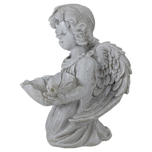 9" Kneeling Angel with Flower Bird Feeder Outdoor Garden Statue