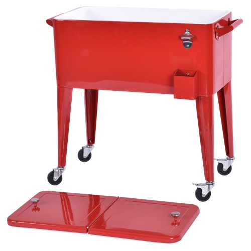 Red Portable Outdoor Patio Cooler Cart