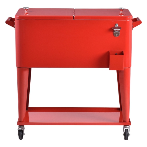 80 Quart Outdoor Patio Rolling Steel Construction Cooler