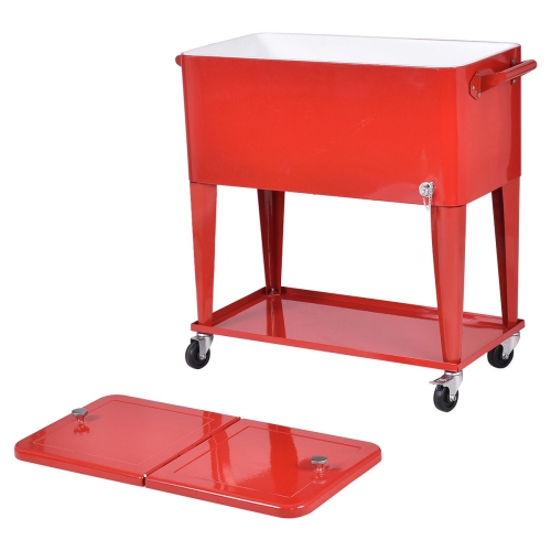 80 Quart Outdoor Patio Rolling Steel Construction Cooler