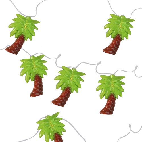 10 Warm Clear LED Battery Operated Palm Tree Summer String Lights - 4.5 ft Clear Wire